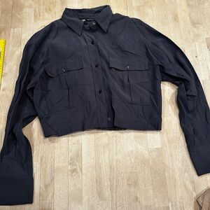 Zara Black Cropped Blazer with Modern Utility Design